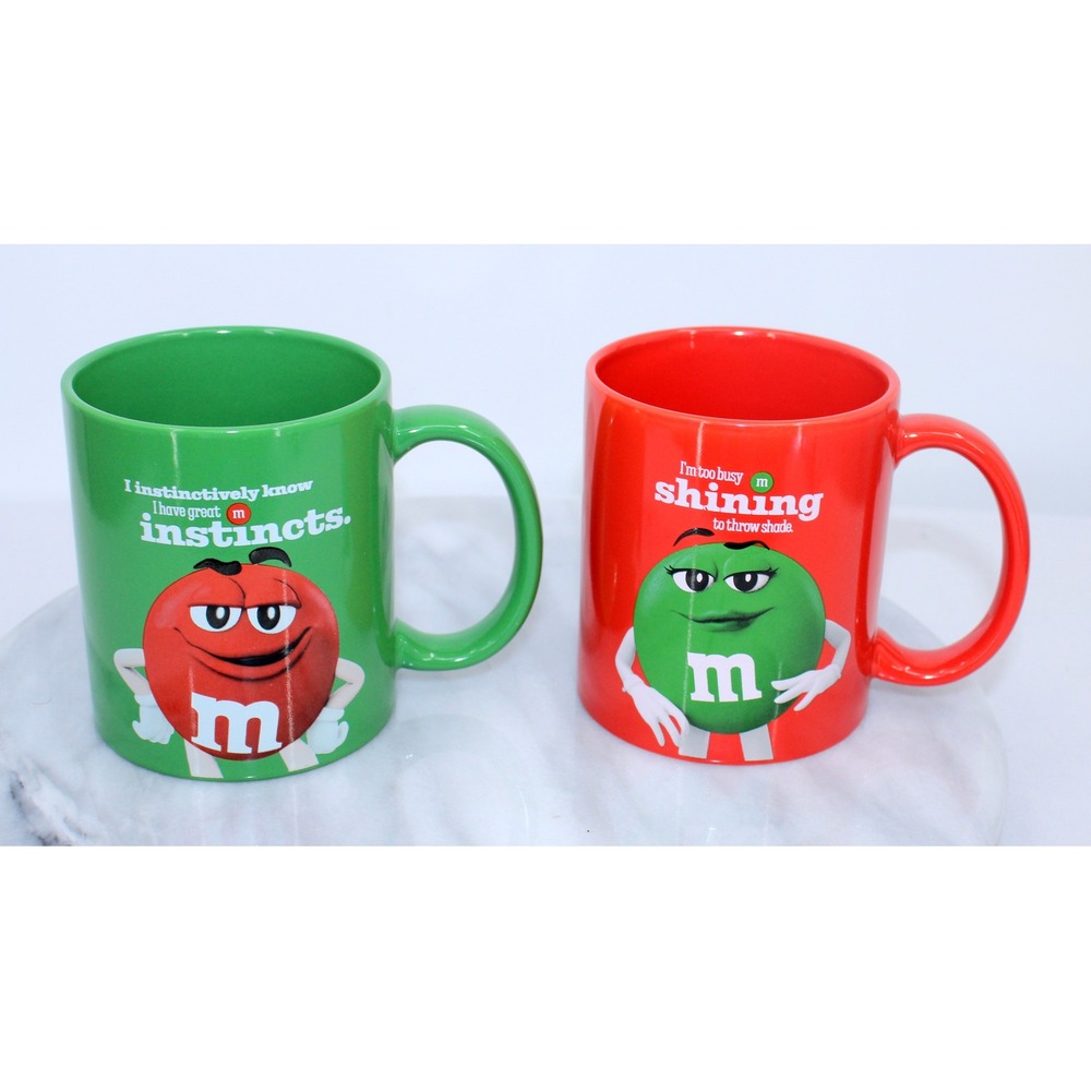 M&M's Red and Green Character Ceramic Mug Set 2024 Frankford Candy LLC